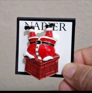 Napier Santa Climbing Down A Chimney Enamel Pin New On Card